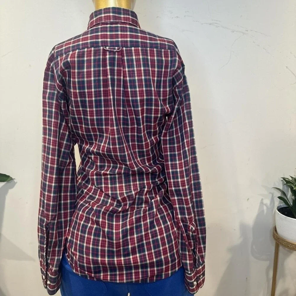 Vintage‎ 80s Levi's red & blue plaid button-up shirt mens SMALL